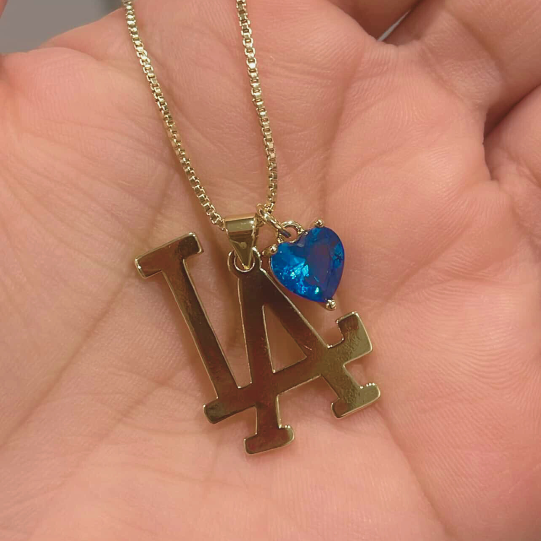 Dainty LA Blue Heart Necklace