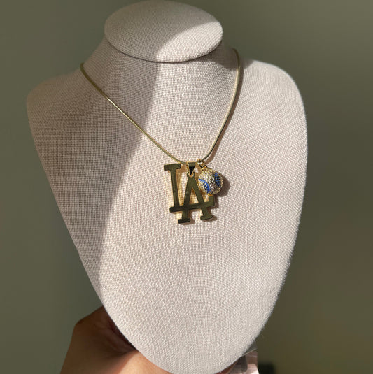 Dainty LA Baseball Necklace