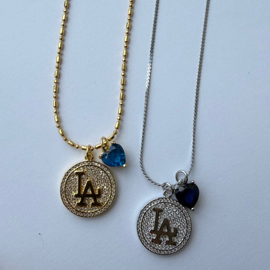 Gold CZ LA Medallion Necklace