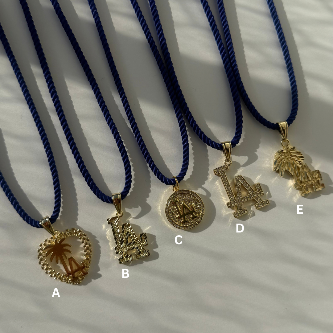 LA Blue Rope Cord Necklace