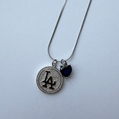 Silver CZ LA Medallion Necklace