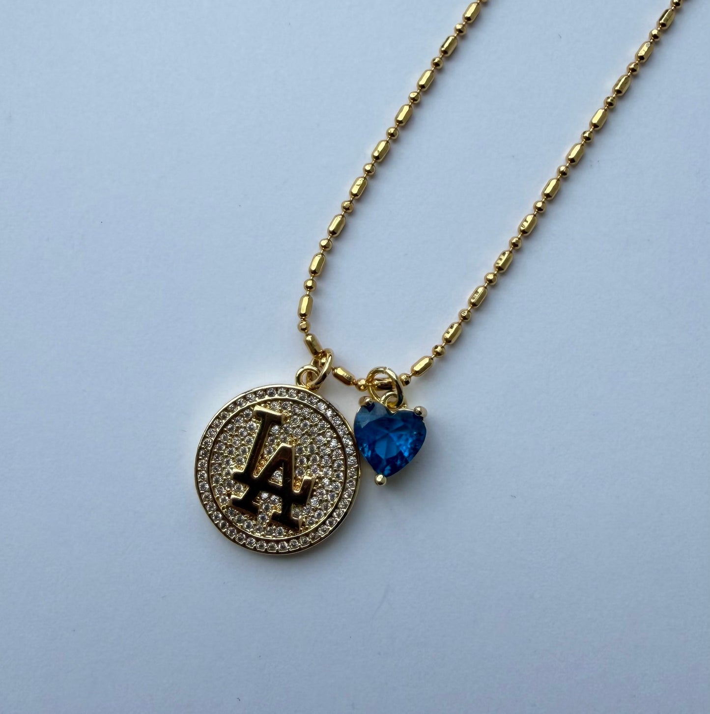 Gold CZ LA Medallion Necklace
