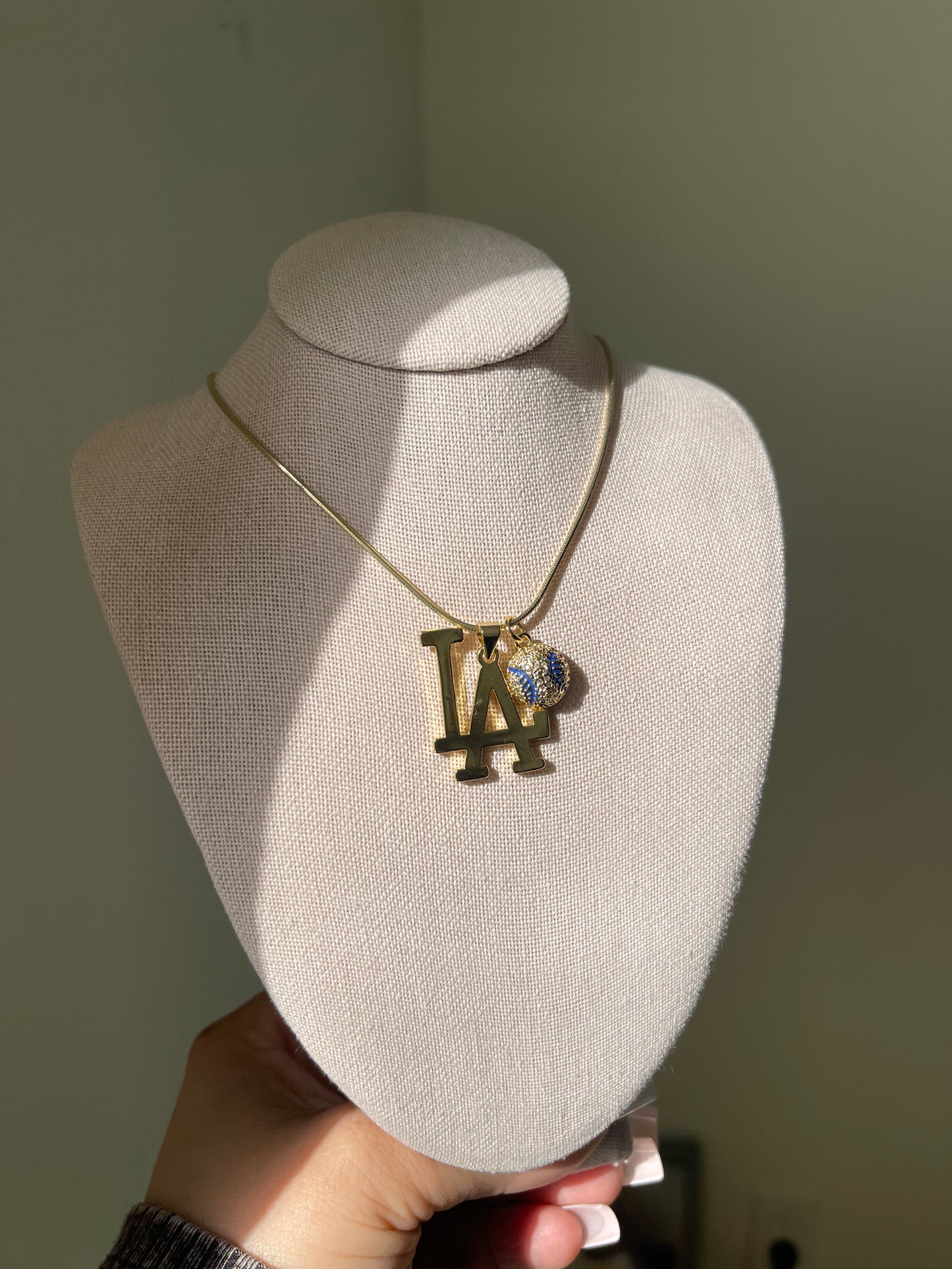 Dainty LA Baseball Necklace