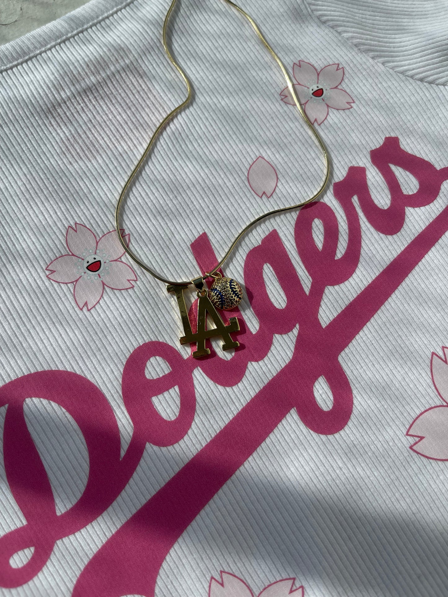 Dainty LA Baseball Necklace
